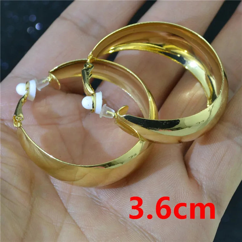 Clip On Earrings for Women No ear holes to wear Painless Not allergic Big Circle C-shaped Exaggerated Personality Trendy Fashion