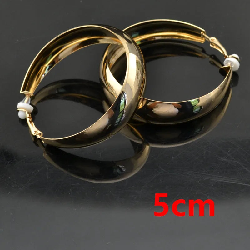 Clip On Earrings for Women No ear holes to wear Painless Not allergic Big Circle C-shaped Exaggerated Personality Trendy Fashion