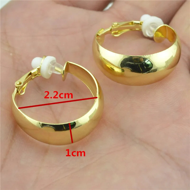 Clip On Earrings for Women No ear holes to wear Painless Not allergic Big Circle C-shaped Exaggerated Personality Trendy Fashion