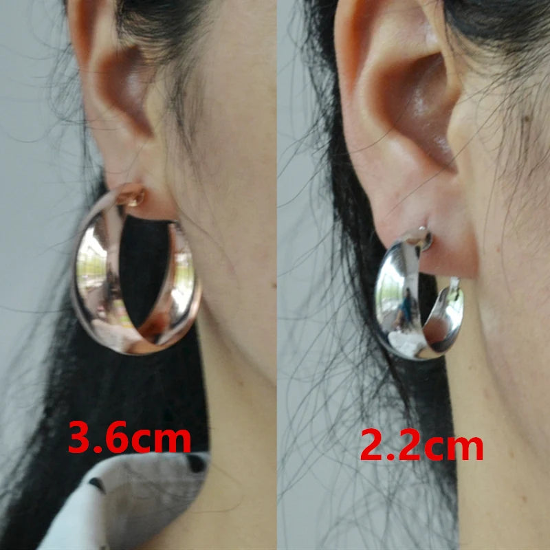 Clip On Earrings for Women No ear holes to wear Painless Not allergic Big Circle C-shaped Exaggerated Personality Trendy Fashion
