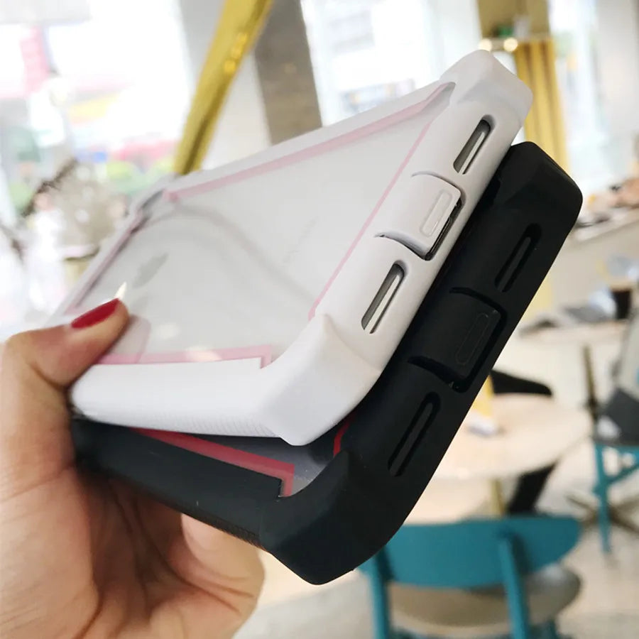Transparent Phone Case For iPhone 15 14 13 12 11 16 Pro XS XR 7 8 Plus SE 2022 Hybrid Rugged Anti Shock Doom Armor Cover Cases