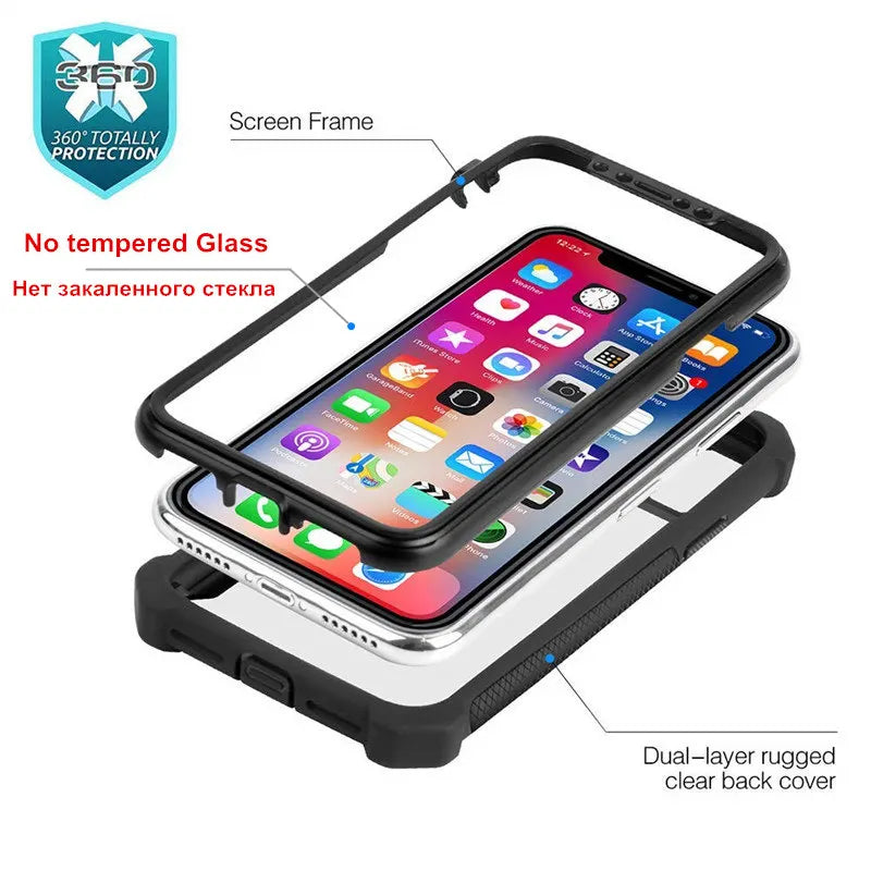 Transparent Phone Case For iPhone 15 14 13 12 11 16 Pro XS XR 7 8 Plus SE 2022 Hybrid Rugged Anti Shock Doom Armor Cover Cases