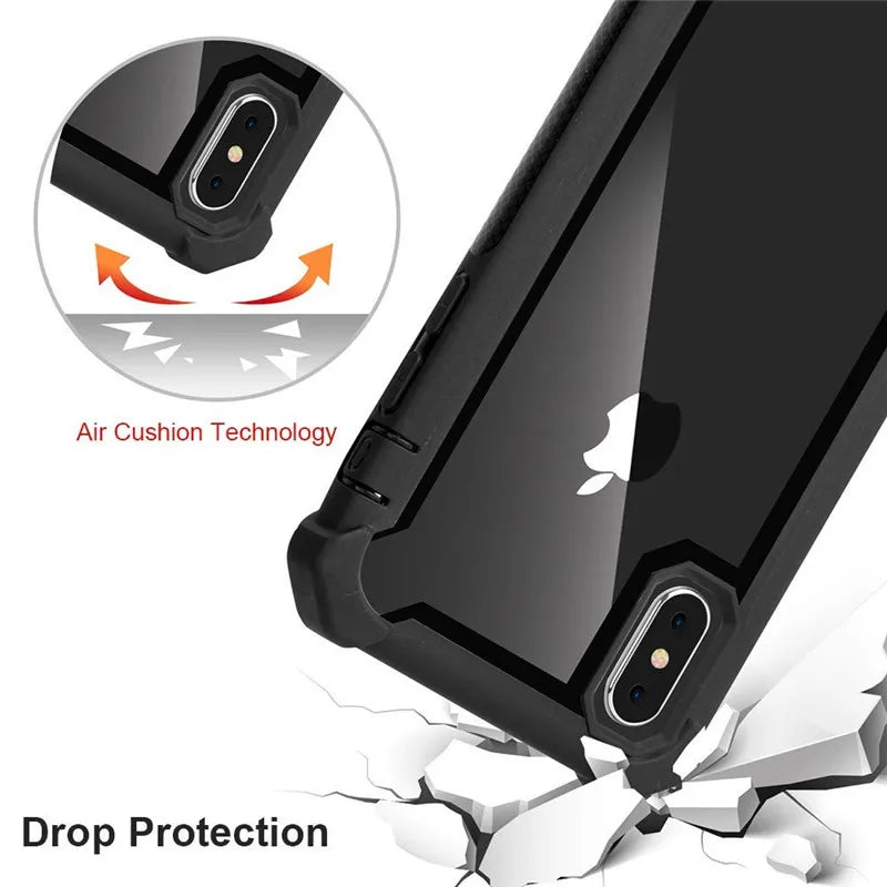Transparent Phone Case For iPhone 15 14 13 12 11 16 Pro XS XR 7 8 Plus SE 2022 Hybrid Rugged Anti Shock Doom Armor Cover Cases