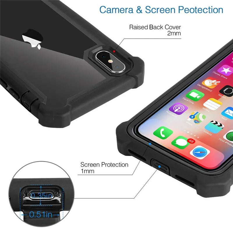 Transparent Phone Case For iPhone 15 14 13 12 11 16 Pro XS XR 7 8 Plus SE 2022 Hybrid Rugged Anti Shock Doom Armor Cover Cases