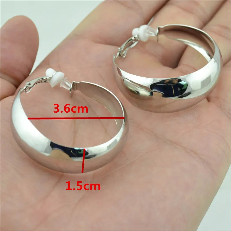 Clip On Earrings for Women No ear holes to wear Painless Not allergic Big Circle C-shaped Exaggerated Personality Trendy Fashion