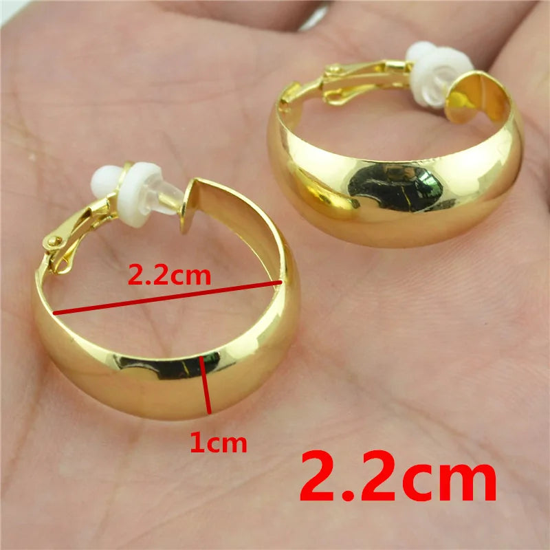 Clip On Earrings for Women No ear holes to wear Painless Not allergic Big Circle C-shaped Exaggerated Personality Trendy Fashion