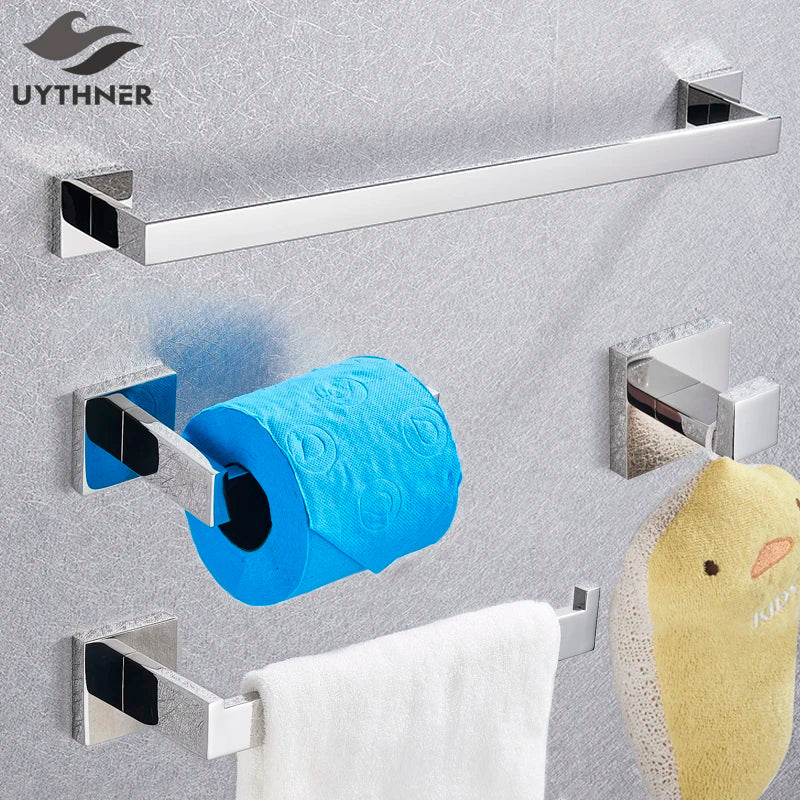 Bathroom Hardware Chrome Robe Hook Towel Rail Bar Rack Bar Shelf Tissue Paper Holder Toothbrush Holder Bathroom Accessories