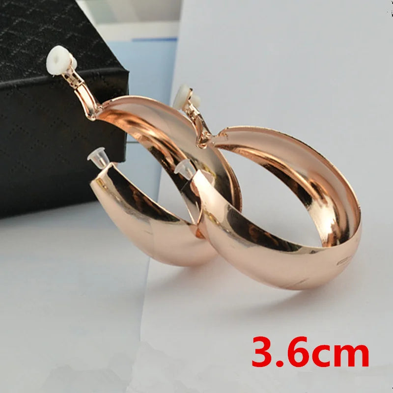 Clip On Earrings for Women No ear holes to wear Painless Not allergic Big Circle C-shaped Exaggerated Personality Trendy Fashion