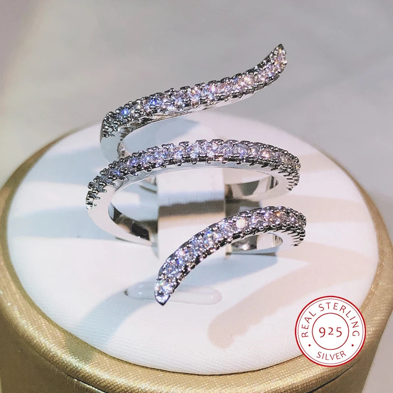 Multi-Storey Entanglement Rings for Women Jewelry Finger Ring Ladies 925 Silver Big Rings for Women Ladies Fashion Vintage Ring