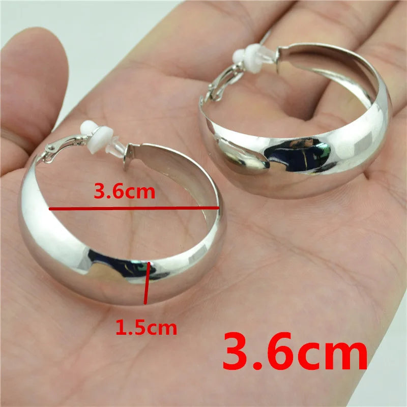 Clip On Earrings for Women No ear holes to wear Painless Not allergic Big Circle C-shaped Exaggerated Personality Trendy Fashion