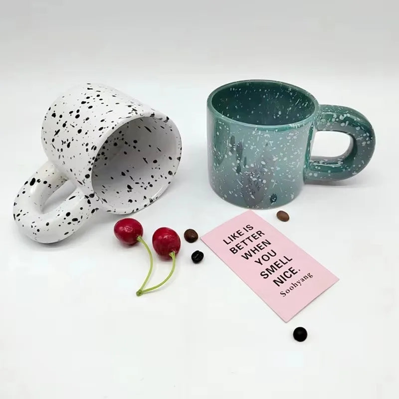 Creative Ceramic Coffee Mug Anamorphic Milk Cups Office Afternoon Tea Ink Splashing Mugs Kitchen Drinkware Home Accessories