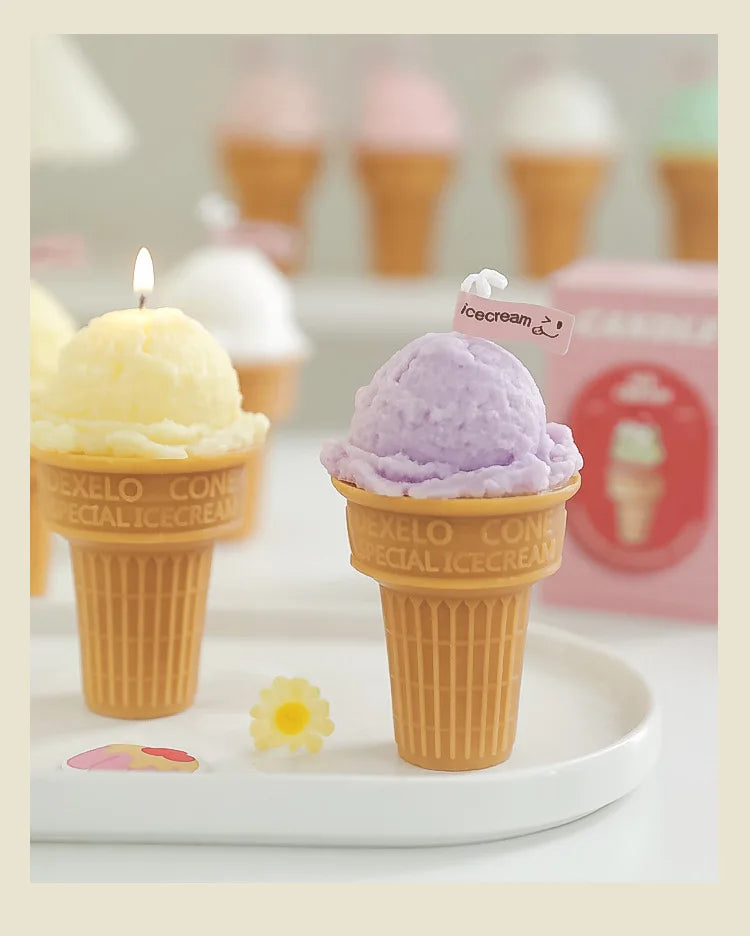 2pcs Ice Cream Candles Handcrafted Creative Design Fragrance Gift Atmosphere Accompanied By Hand Gifts Aromatherapy Candles