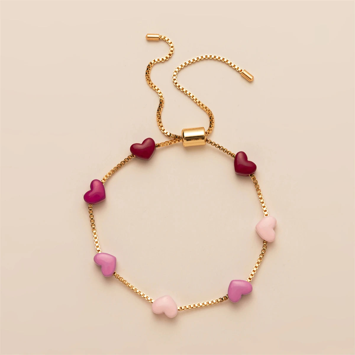 New European and American Colorful Love Gradient Bracelet Ins Fashion Cute Gold Plated Color Preserving Jewelry