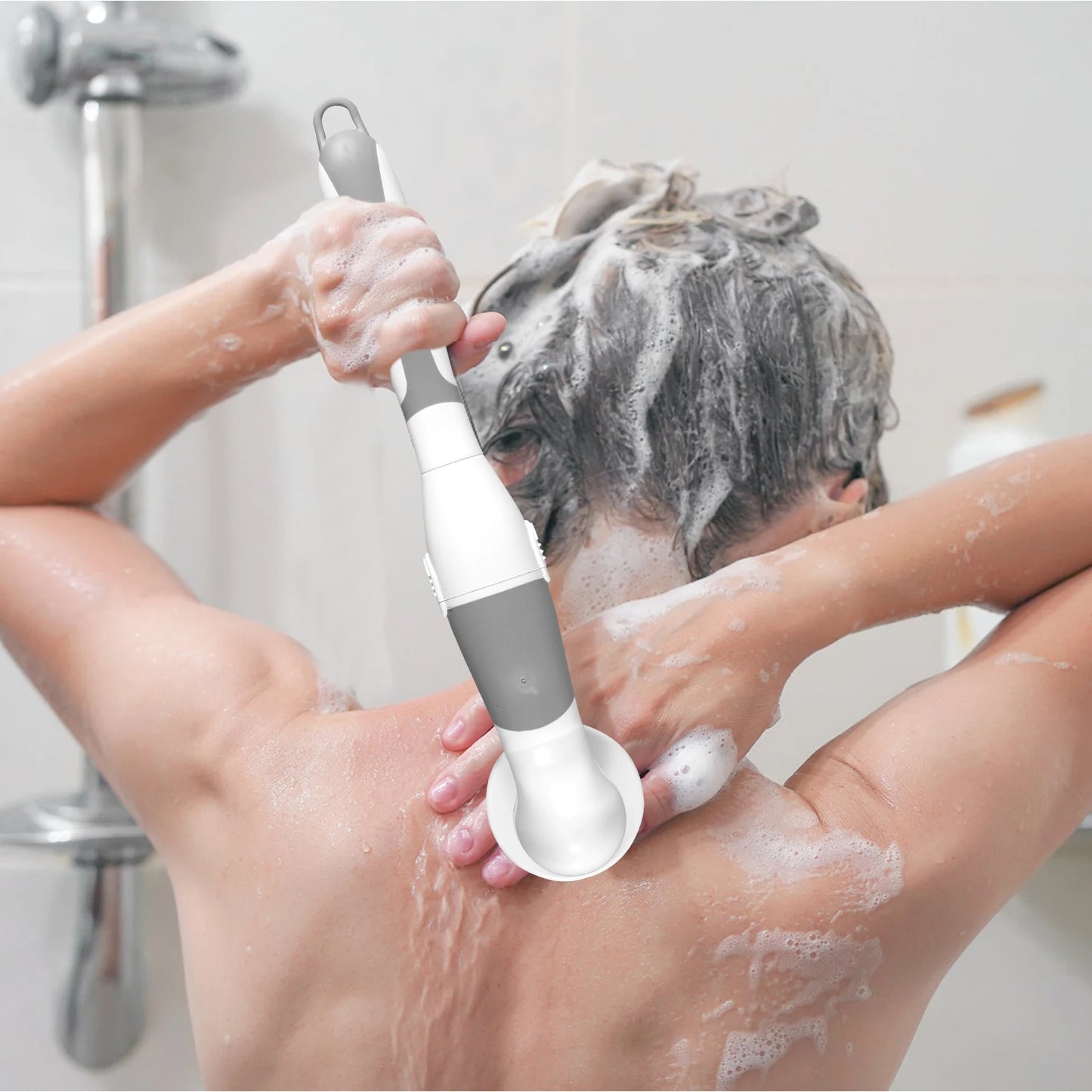 Electric Cleaning Brush Multi-functional Body Scrubber Electric Shower Brush Battery Operated Long Handle Back Massage Brush