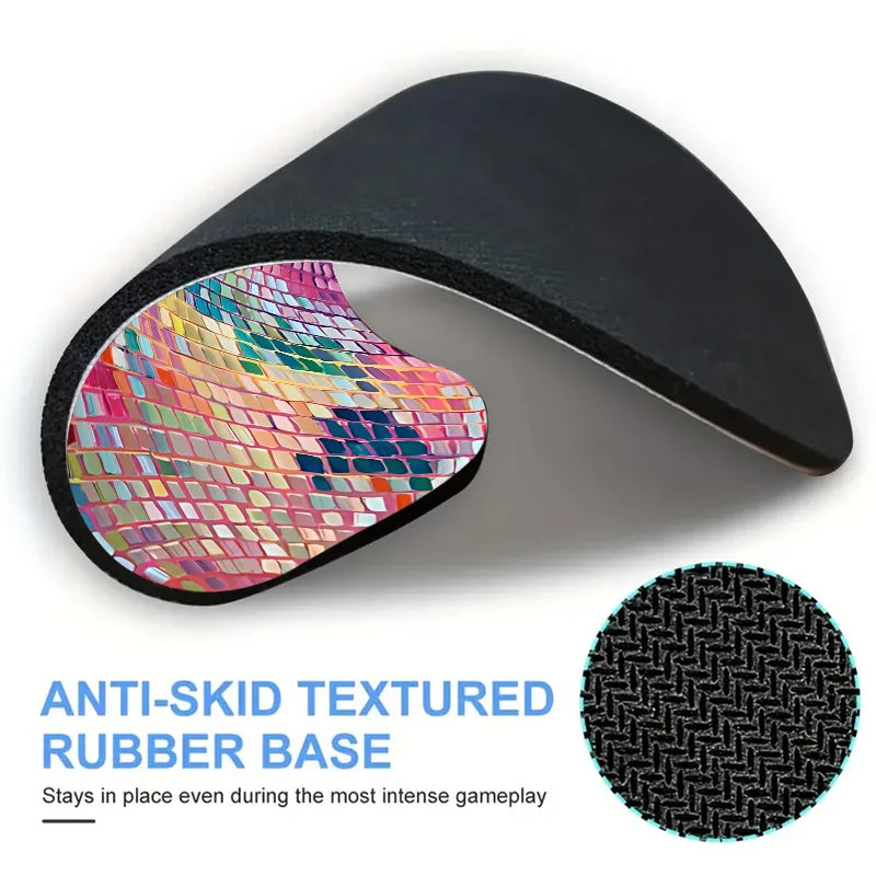 Rubber Round Pink Disco Ball Mouse Pad - Aesthetic Desk Accessory for Office Laptop Computer - Ideal Gift for Girlfriend Women