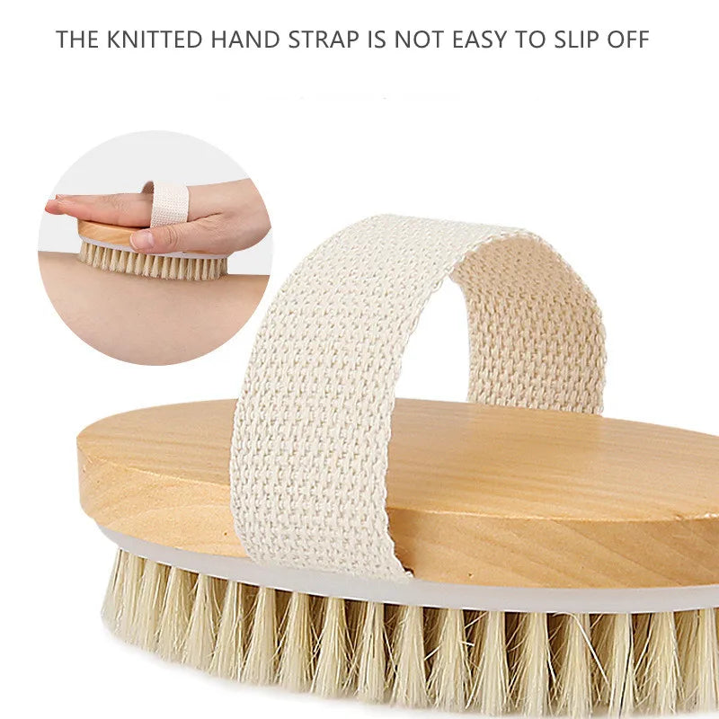 Exfoliating Wooden Body Massage Shower Brush Natural Bristle Bath Brush Soft SPA Woman Man Skin Care Wet Dry Body Brush