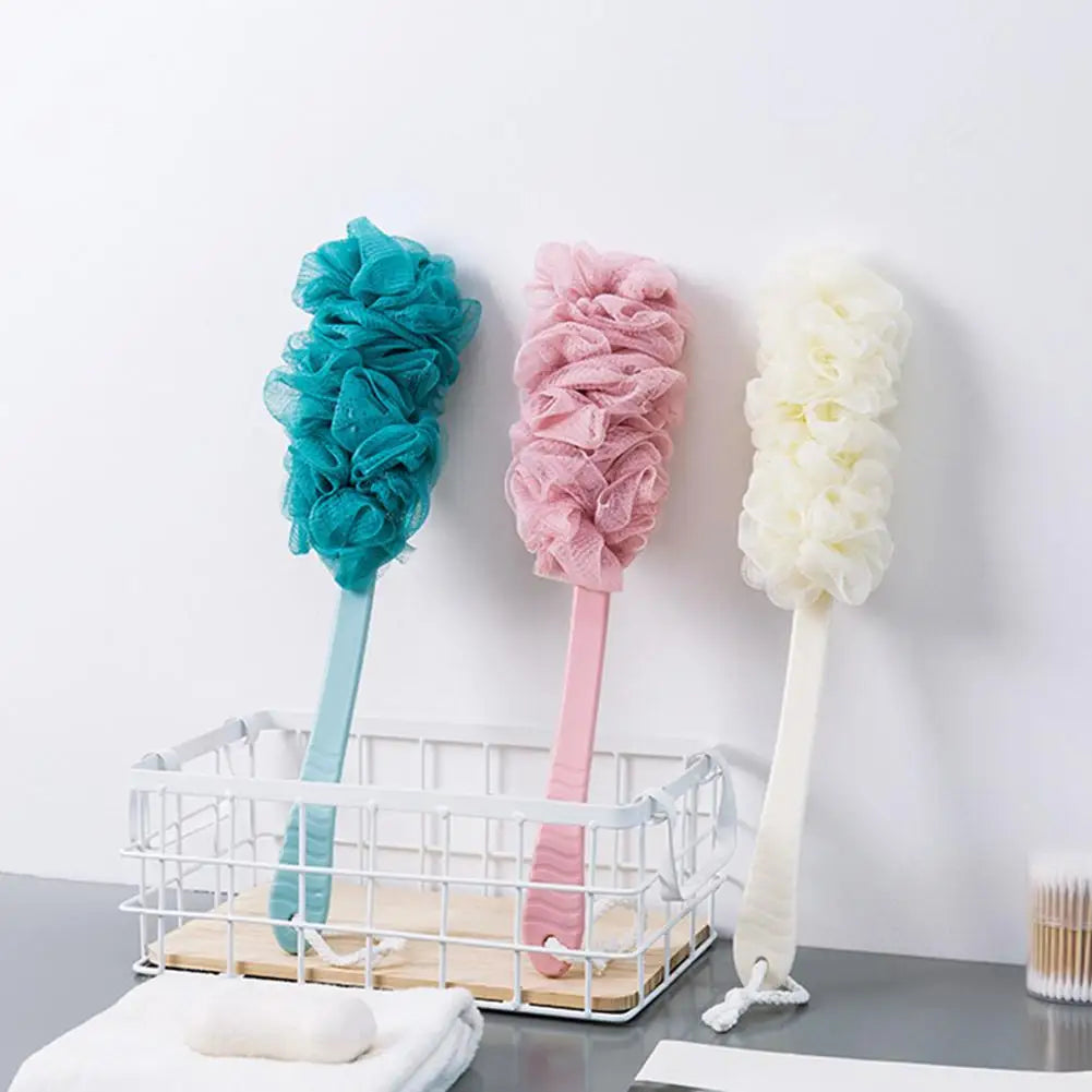 Long Handle Shower Mesh Bath Bubble Ball Loofah Body Exfoliating Brush Soft Cleaner Skin Scrub Back Brush Bathroom Supplies