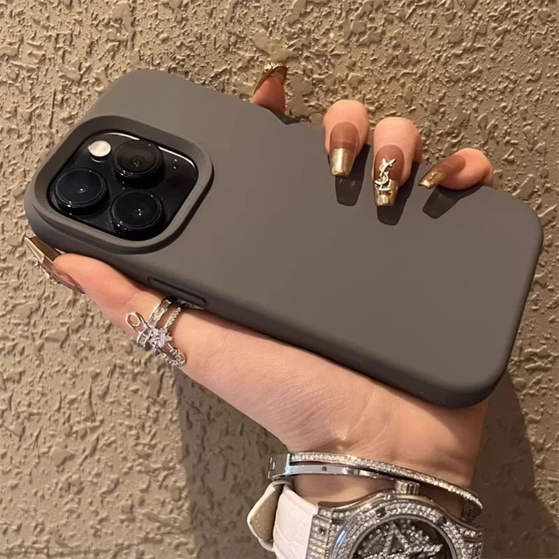 Luxury Silicone Shockproof Phone Case For iPhone 16 15 14 13 12 11 Pro Max Plus 16E High Guality Solid Color Cases Cover