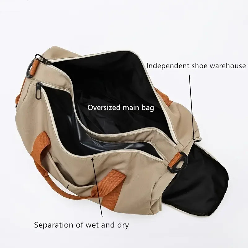 2025 New Fitness Bag Fashion Luggage Bag Men's Casual Large Capacity Sports Handbag Travel Storage Luggage Bag Simple Zipper Bag