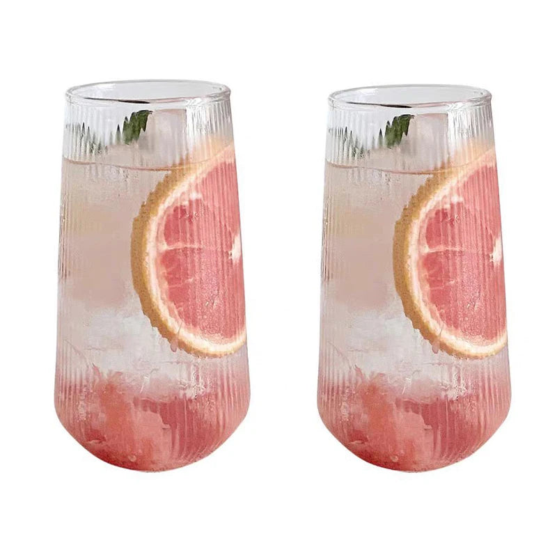 500Ml Simple Stripe Glass Cup Wine Coffee Drinking Glassware Glass Cup Water Whiskey Beer Cocktail Coffee Milk Glasses Bar Tool