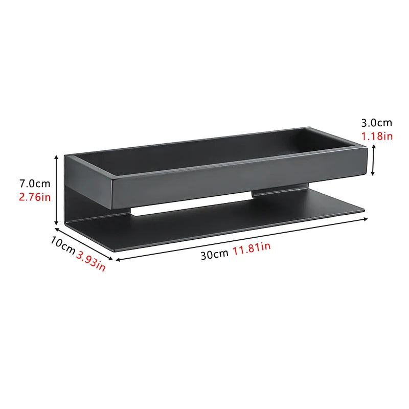 Bathroom Shelf Stainless Steel Wall Mount Shower Organizer Caddy Corner Black Kitchen Accessories Holder Toilet Storage Rack