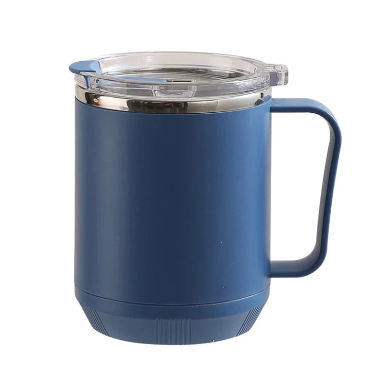 460ml Coffee Cup with Handle Lid Straw Insulated Cup Vacuum Stainless Steel Double Layer Large Capacity Portable Traveling
