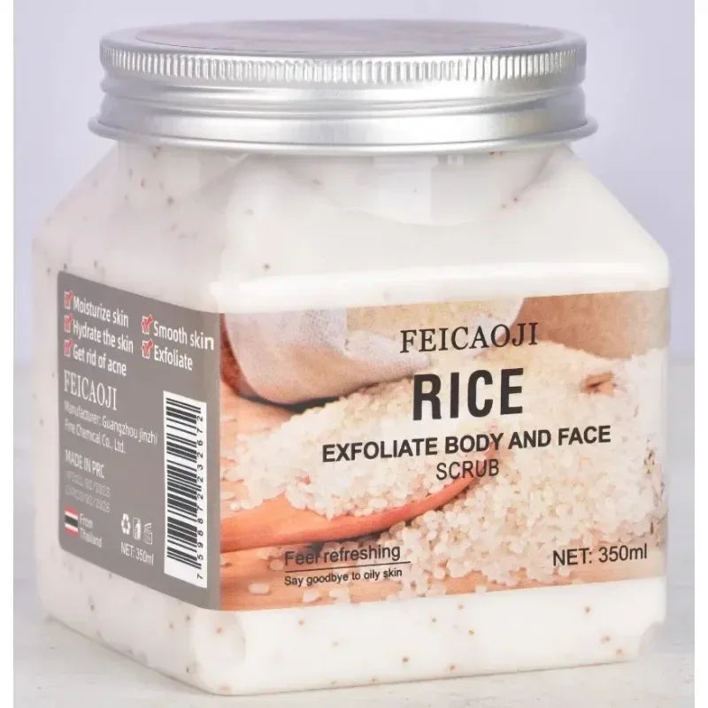 Body Fragrance Scrub 350ML Exfoliating Bodyscrub Bath Salt Rice Shower Gel Coffee