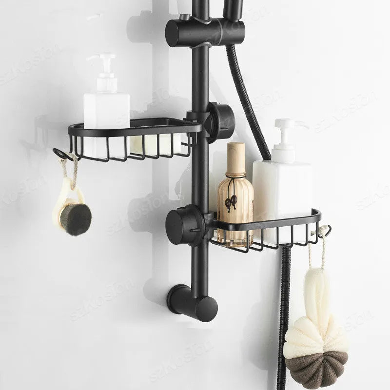 Bathroom Accessories Faucet Storage Shelves Shower Bar Faucet Rack Shampoo Soap Holder Adjustable Kitchen Rag Sponge Drain Shelf