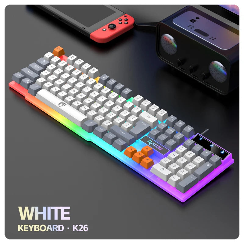 K26 three tone illuminated keyboard wired mechanical feel gaming mouse single keyboard