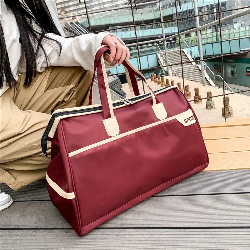 Nylon Travel Duffel Bag Outdoors Storage Bag Large Capacity Short-Distance Travel Package Foldable Boarding Bag Luggage Handbag