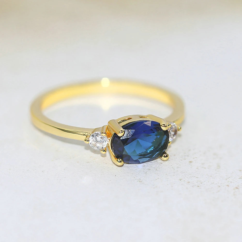 Wedding Rings For Women Simple Multicolor Oval Zircon Light Gold Color Wholesale Bride Jewelry Friendship Gift R865