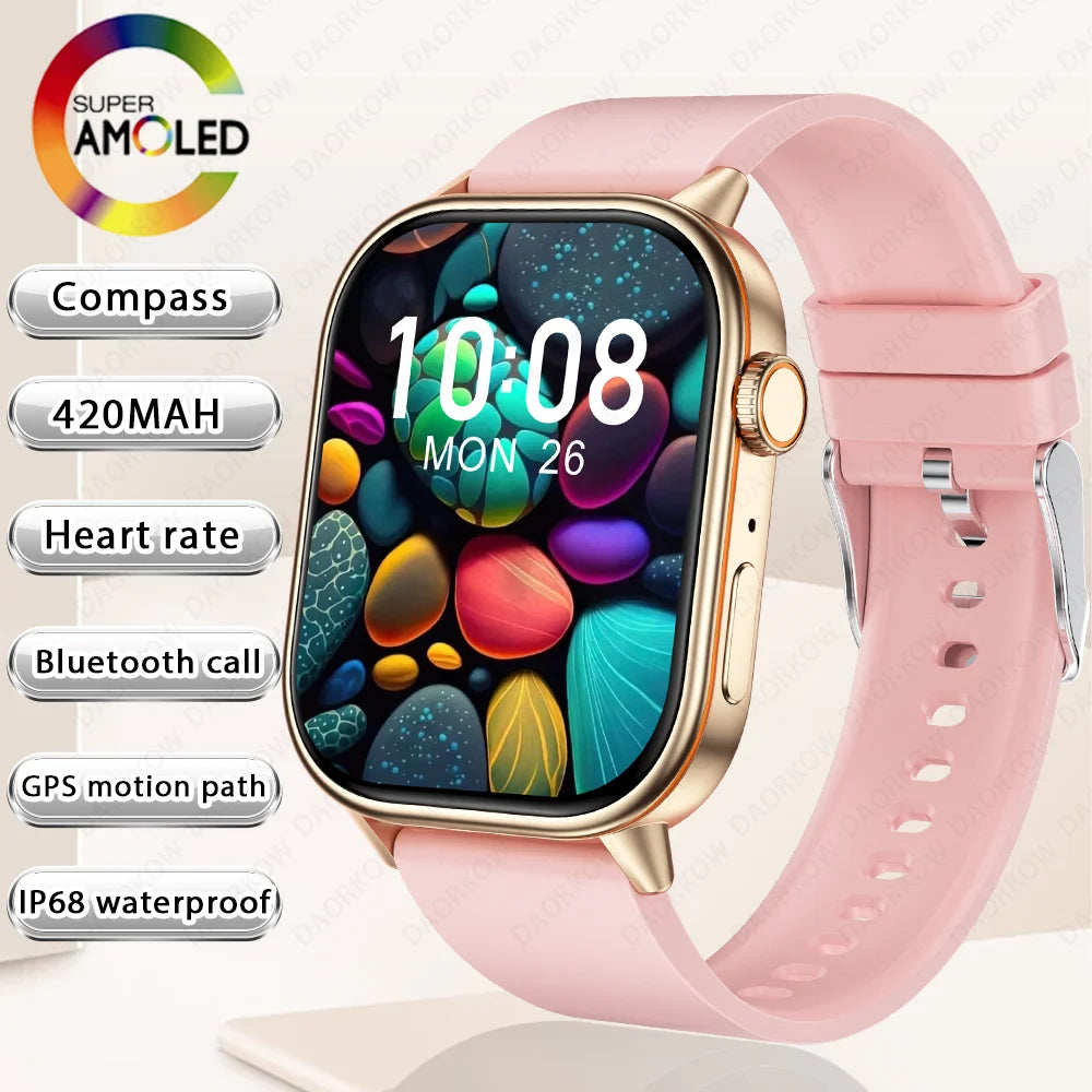 2025New smart watch for men and women HD AMOLED screen Heart Rate Bluetooth Call GPS tracking IP67 waterproof sports smart watch