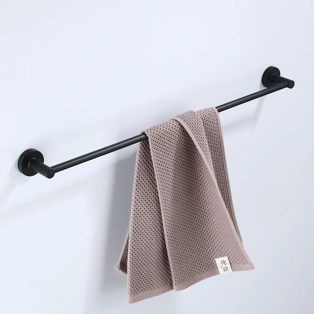 Bathroom Hardware Black Robe Hook Towel Rail Bar Rack Bar Shelf Tissue Paper Holder Toothbrush Holder Bathroom Accessories