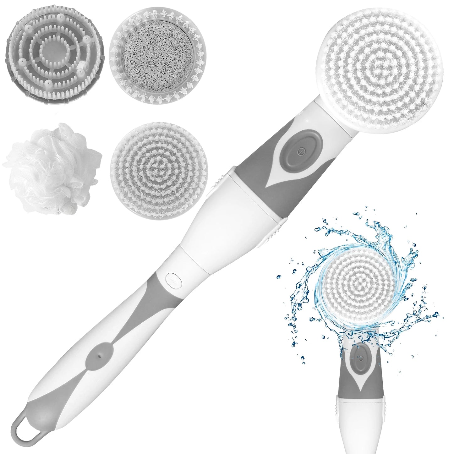 Electric Cleaning Brush Multi-functional Body Scrubber Electric Shower Brush Battery Operated Long Handle Back Massage Brush