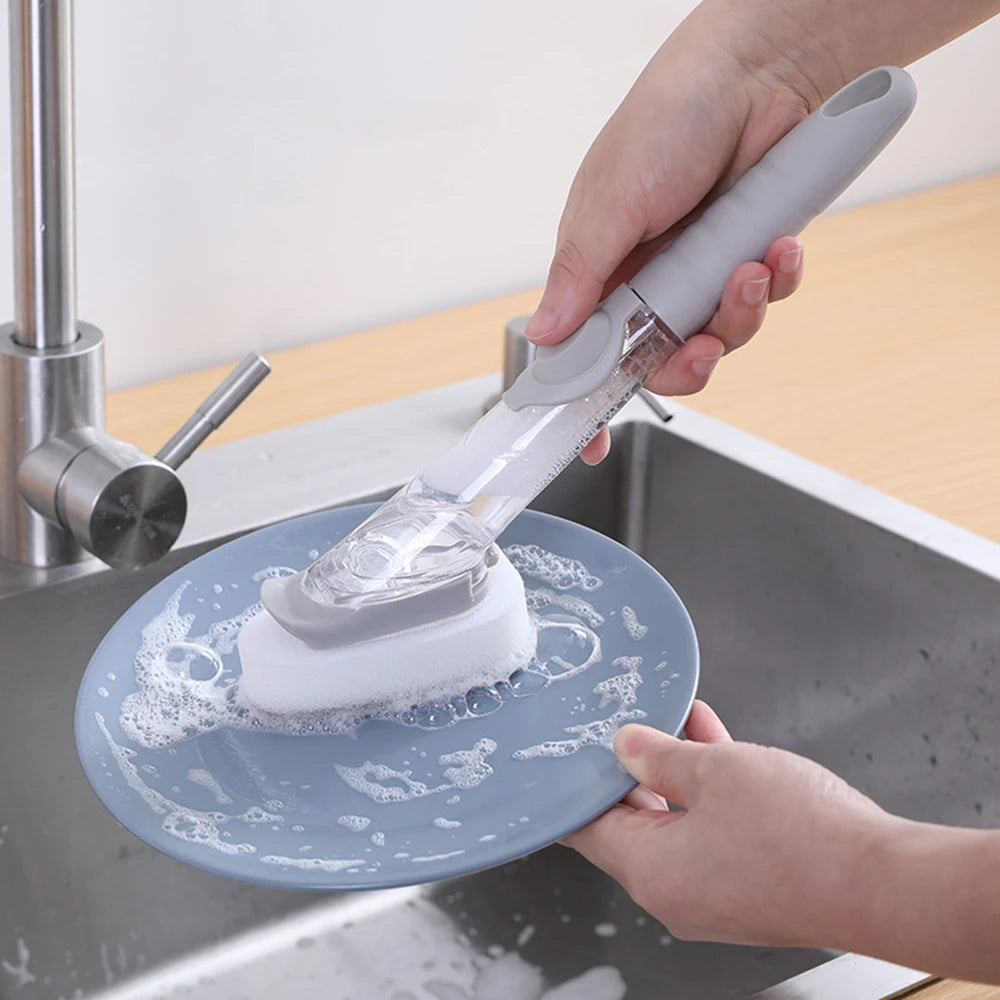 Kitchen Pot Washing Brush Hydraulic Brush Automatic Liquid Filling Multi-Functional Long Handle Dishwashing Brush Lazy Cleaner