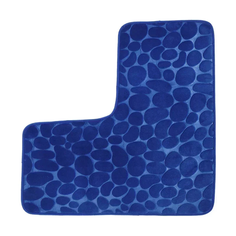 Bathroom Rug L-Shaped Bath Mat Non Slip Corner Shower Mat Soft and Absorbent Memory Cotton Anti Slip Solid Color Bathroom Mat