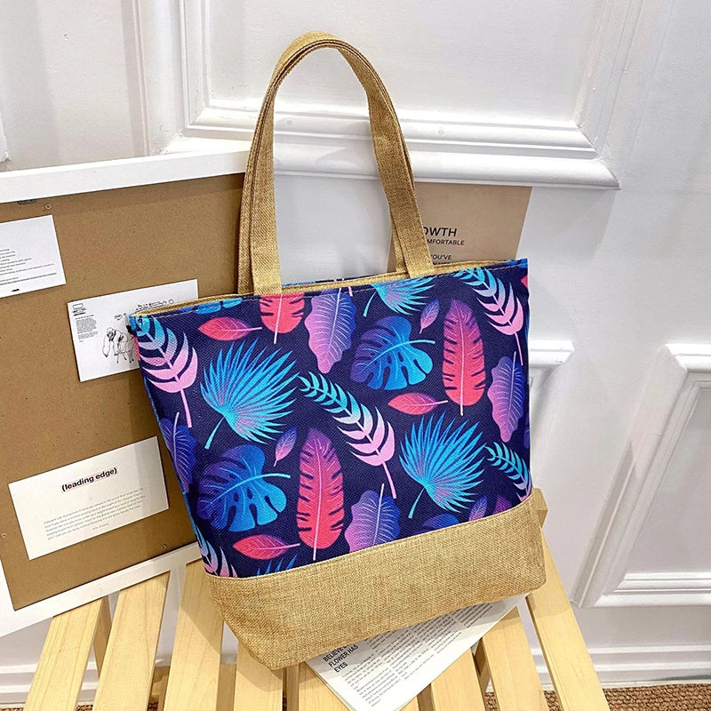 New Women Handbag Floral Printed Beach Shopping Large Capacity Tote Bag Fashion Casua High Capacity Travel Ladies Shoulder Bag