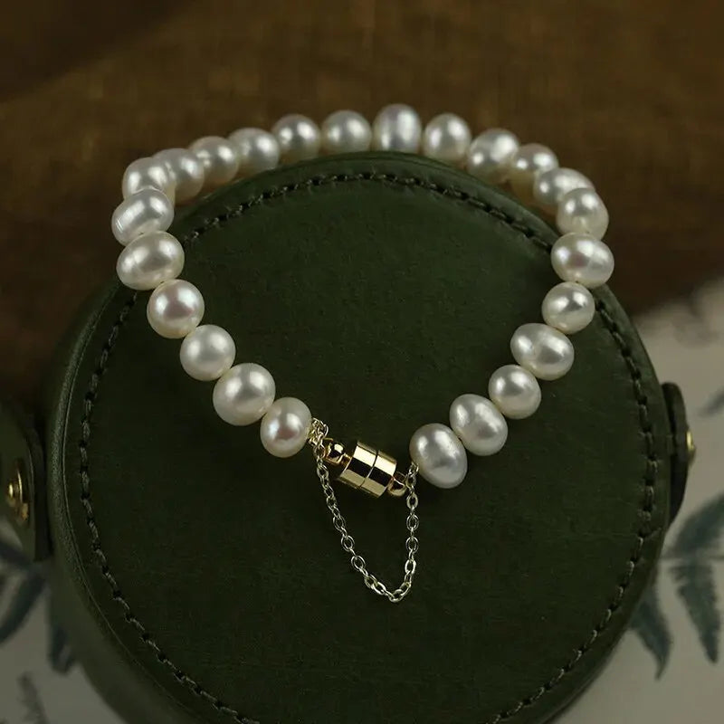 Elegant Freshwater Pearl Bracelet For Women's Magnetic Buttons Creative Design Bracelets Wedding Daity Hand Jewelry Accessories