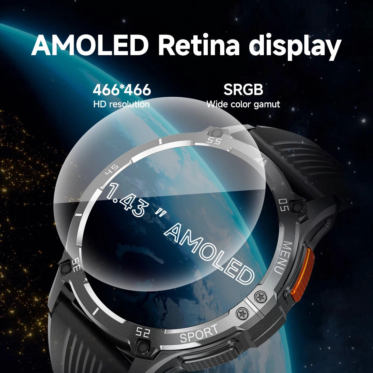 2025 Smart Watch 466*466 AMOLED Screen All Touch Health Monitoring Female Cycle Function Respiratory Training