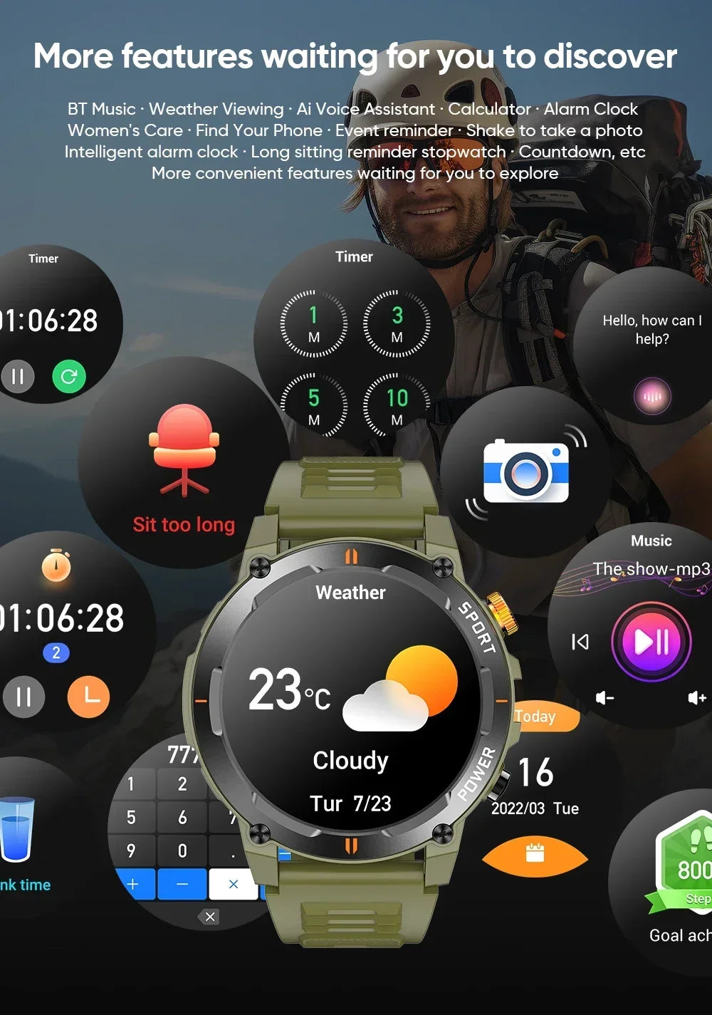 Smart Watch 2025 outdoor Monitoring smartwatch Waterproof smartwatches Call Smart for Ios Android men woman smarthwhatch