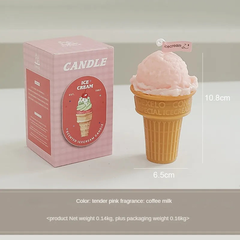2pcs Ice Cream Candles Handcrafted Creative Design Fragrance Gift Atmosphere Accompanied By Hand Gifts Aromatherapy Candles