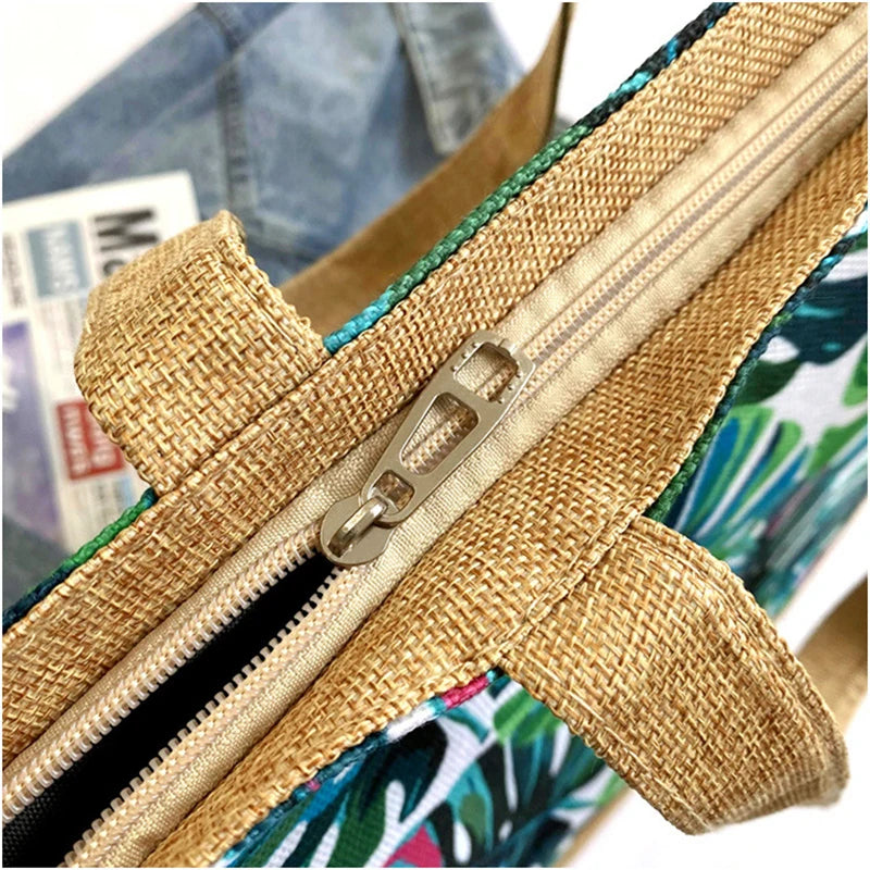 New Women Handbag Floral Printed Beach Shopping Large Capacity Tote Bag Fashion Casua High Capacity Travel Ladies Shoulder Bag