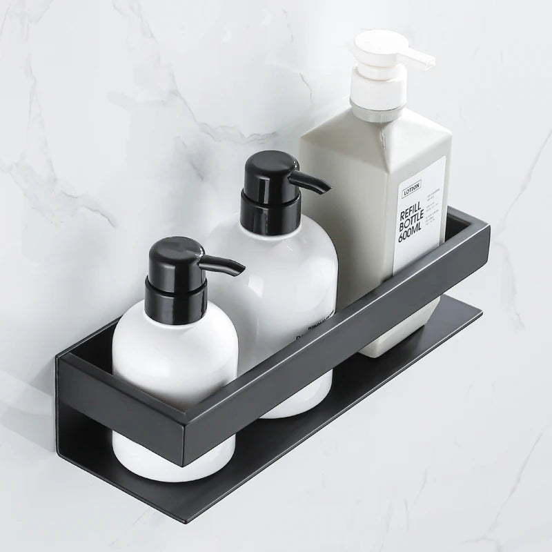Bathroom Shelf Stainless Steel Wall Mount Shower Organizer Caddy Corner Black Kitchen Accessories Holder Toilet Storage Rack