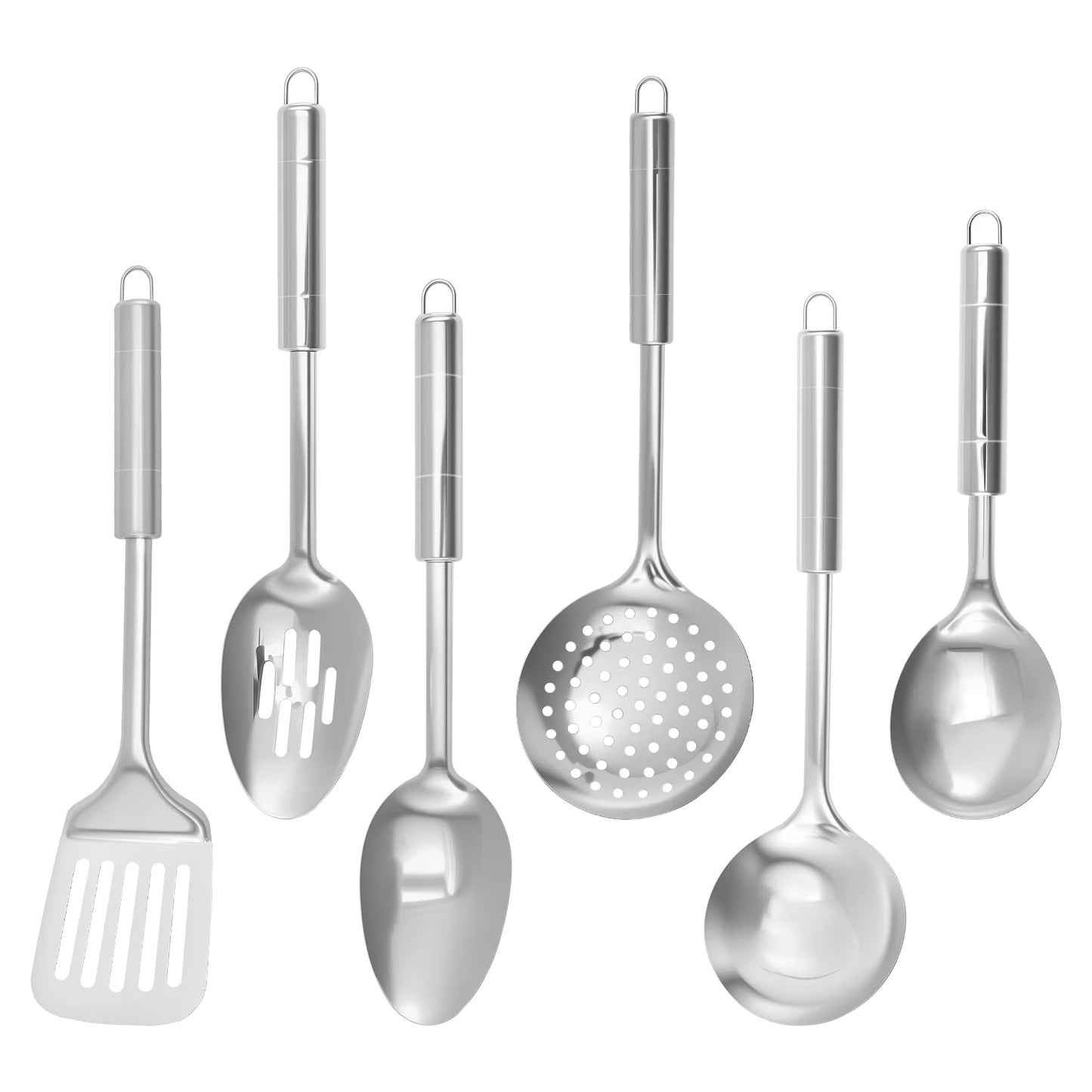 6Pcs Cooking Utensils Set Stainless Steel Kitchen Utensil Set Heat Resistant Wok Utensils Set Versatile Kitchen Cooking Utensils
