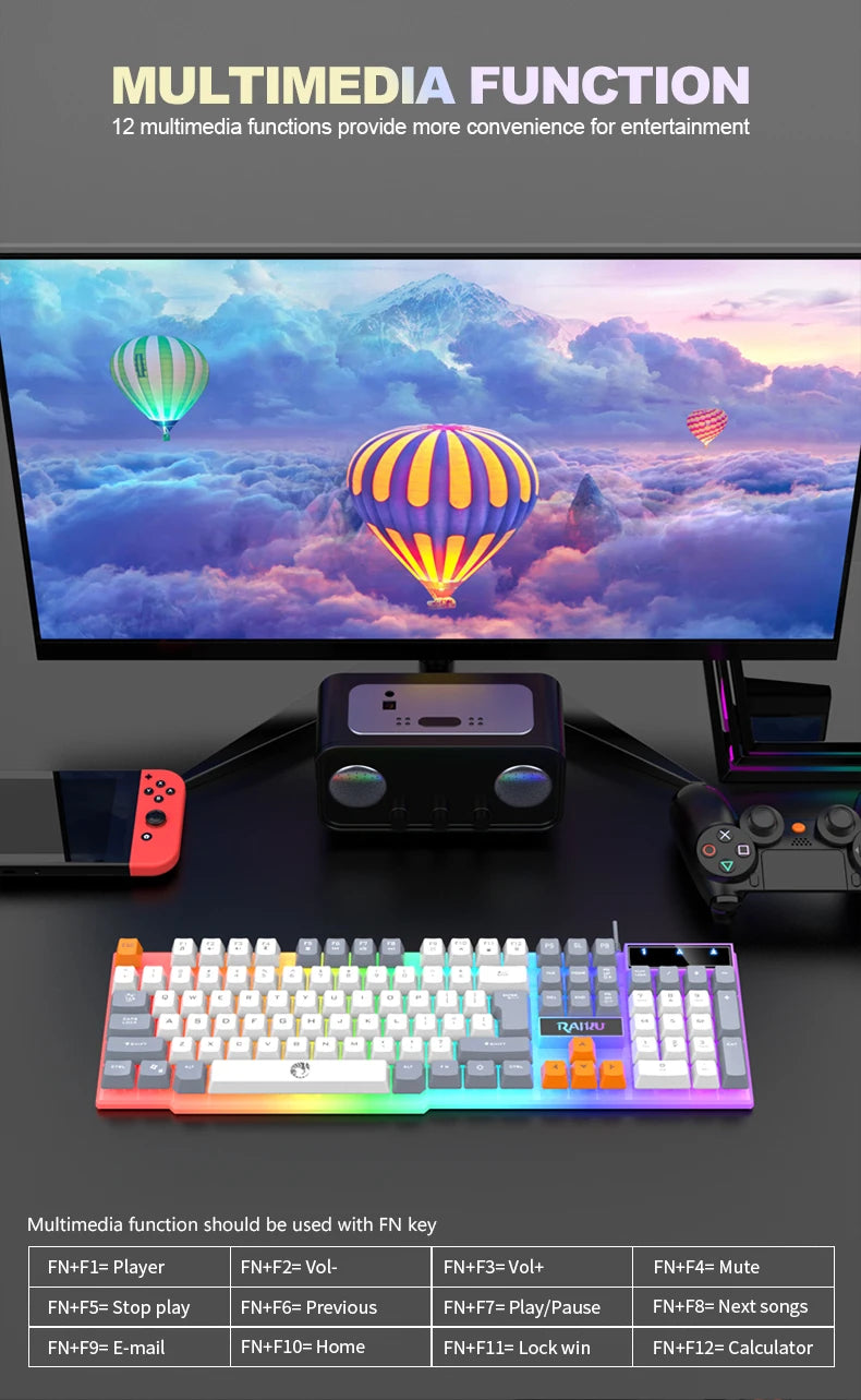 K26 three tone illuminated keyboard wired mechanical feel gaming mouse single keyboard