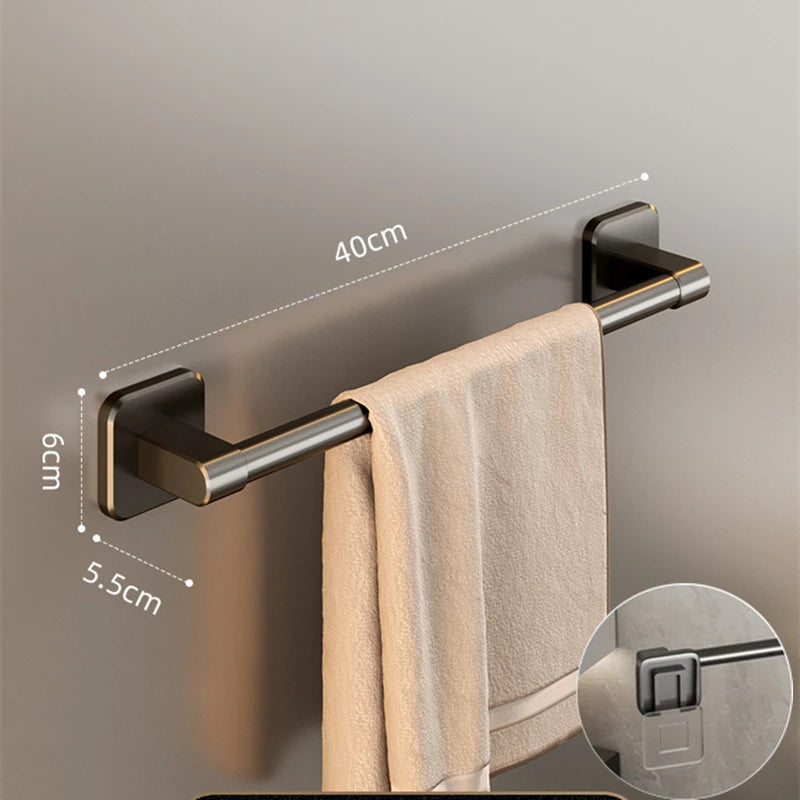 Bathroom Towel Holder Slipper Rack Holder Without Drilling Wall Mounted Towel Shelf Towel Bar Kitchen Bathroom Accessories