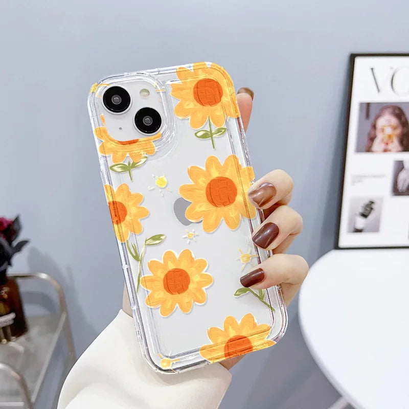 Flower Phone Cases For iPhone 13 Case iPhone 16 Pro Max 15 11 14 13 12 XR X XS 7 8 Plus SE 2022 2020 Carcasa Soft Silicone Cover
