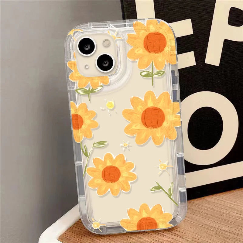 Flower Phone Cases For iPhone 13 Case iPhone 16 Pro Max 15 11 14 13 12 XR X XS 7 8 Plus SE 2022 2020 Carcasa Soft Silicone Cover
