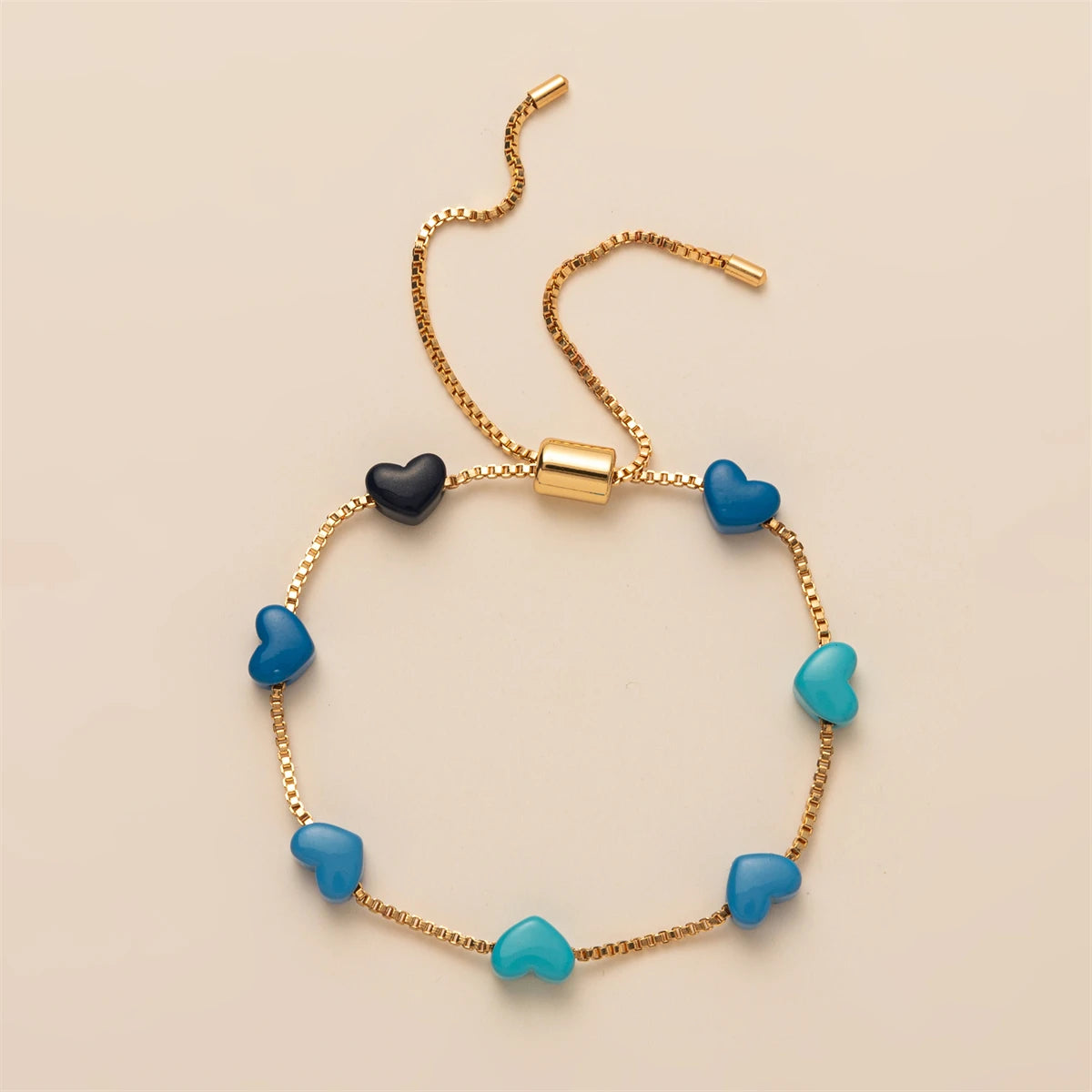 New European and American Colorful Love Gradient Bracelet Ins Fashion Cute Gold Plated Color Preserving Jewelry