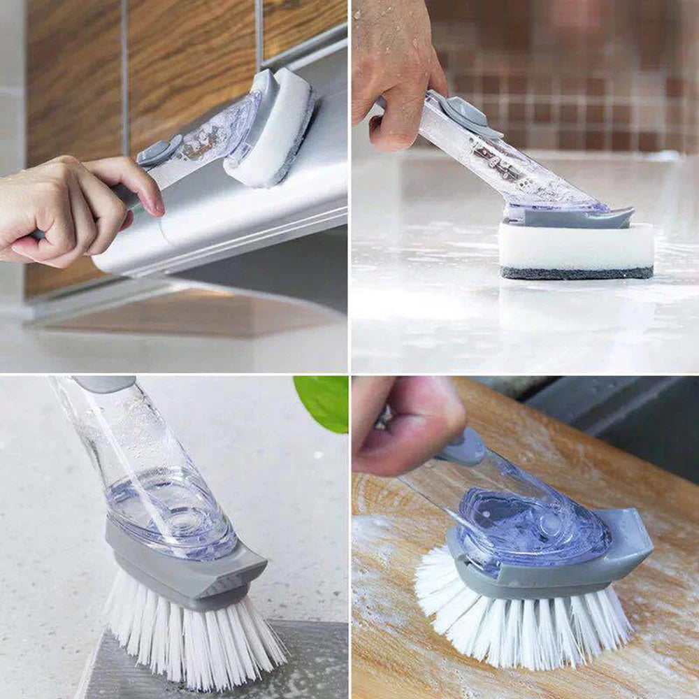 Kitchen Pot Washing Brush Hydraulic Brush Automatic Liquid Filling Multi-Functional Long Handle Dishwashing Brush Lazy Cleaner